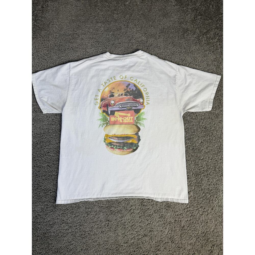 In-N-Out Burger Shirt Mens L White Burger Graphic Taste Of California Cotton